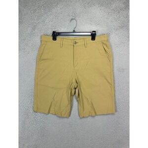 Eddie Bauer Shorts Men 38 Tan Nylon Blend Hiking Flat Front Outdoor Stretch Logo